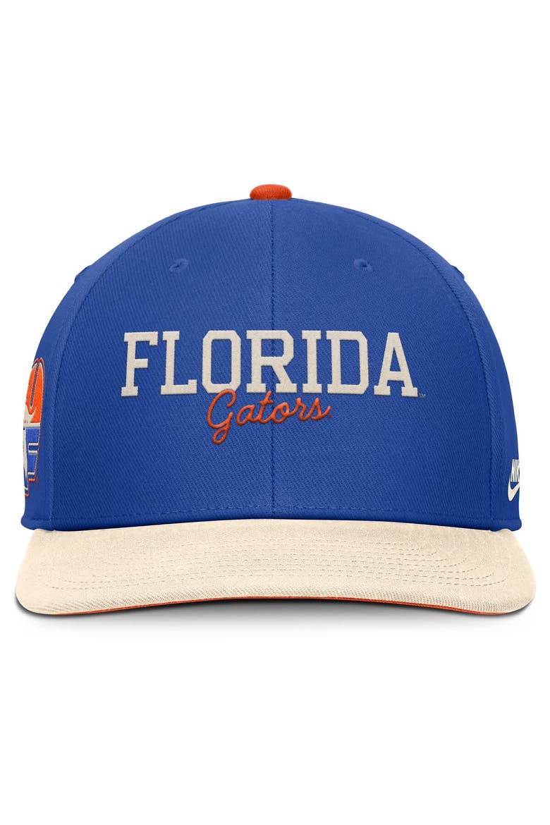 Men's Nike Royal/Cream Florida Gators Pro Legacy Script Snapback Hat, Alternate, color, Royal