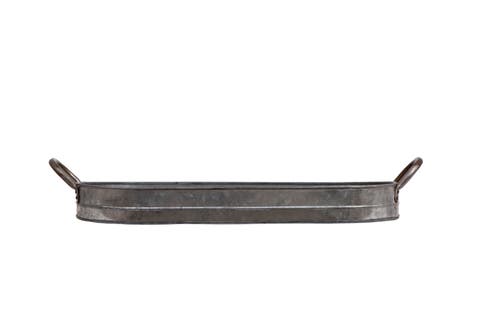 Oval Galvanized Metal Tray with Handles