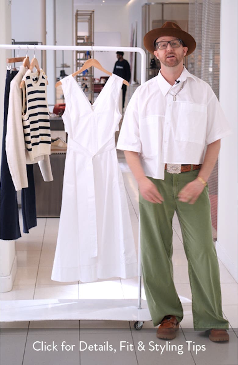 Sleeveless Belted Cotton Blend Midi Dress, sales video thumbnail