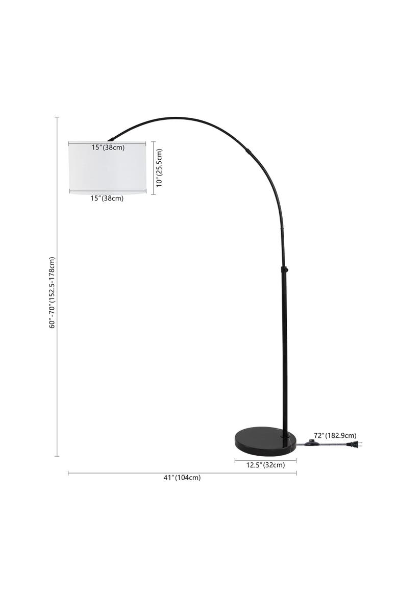 Collier Industrial Vintage Head-and-Height-Adjustable Iron LED Arc Floor Lamp with Smart Bulb, Alternate, color, Black