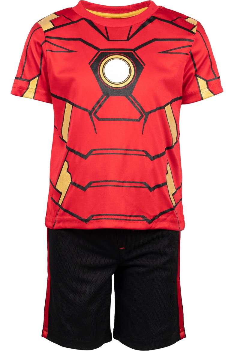 T-Shirt & Mesh Shorts Set, Alternate, color, Iron Man Red Gold