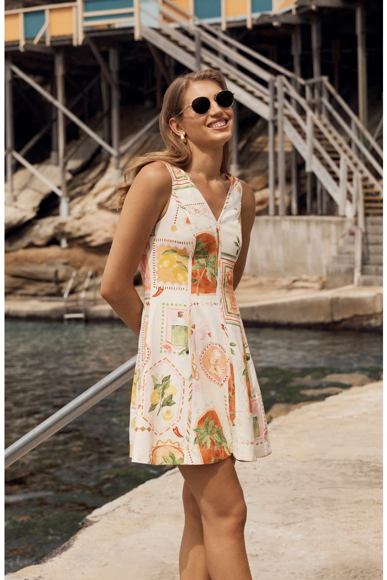Fran Fit & Flare Minidress, Alternate, color, ALMADA HOLIDAY