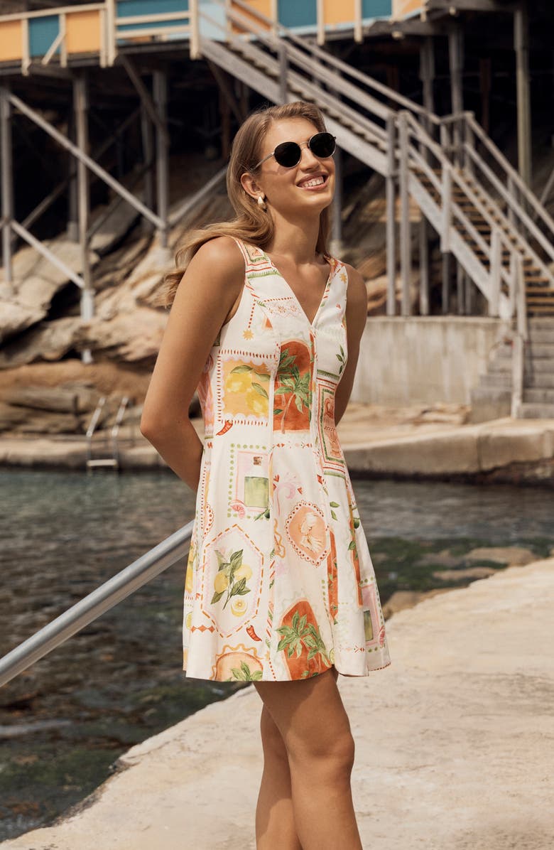 Ever New Fran Fit & Flare Minidress, Alternate, color, Almada Holiday