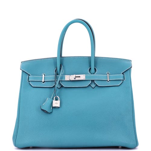 Pre-owned Hermes Hermes Birkin Handbag Blue Togo With Palladium Hardware 35 In Blue