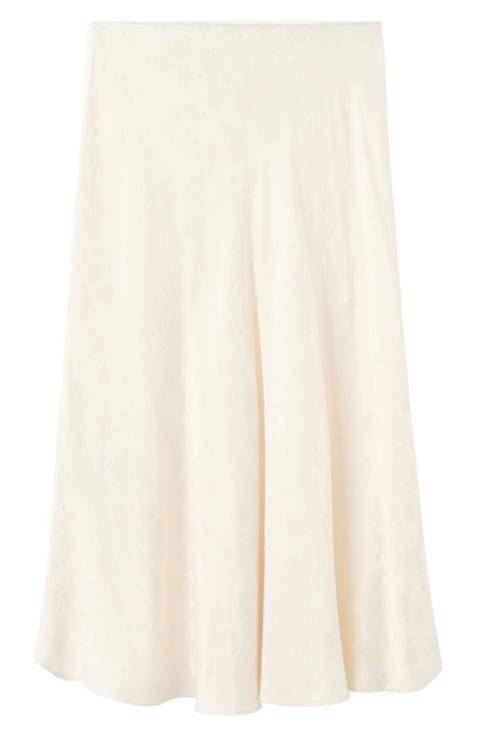 Floral Jacquard A-Line Midi Skirt