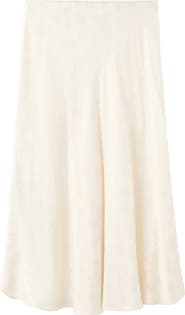 MANGO Floral Jacquard A-Line Midi Skirt