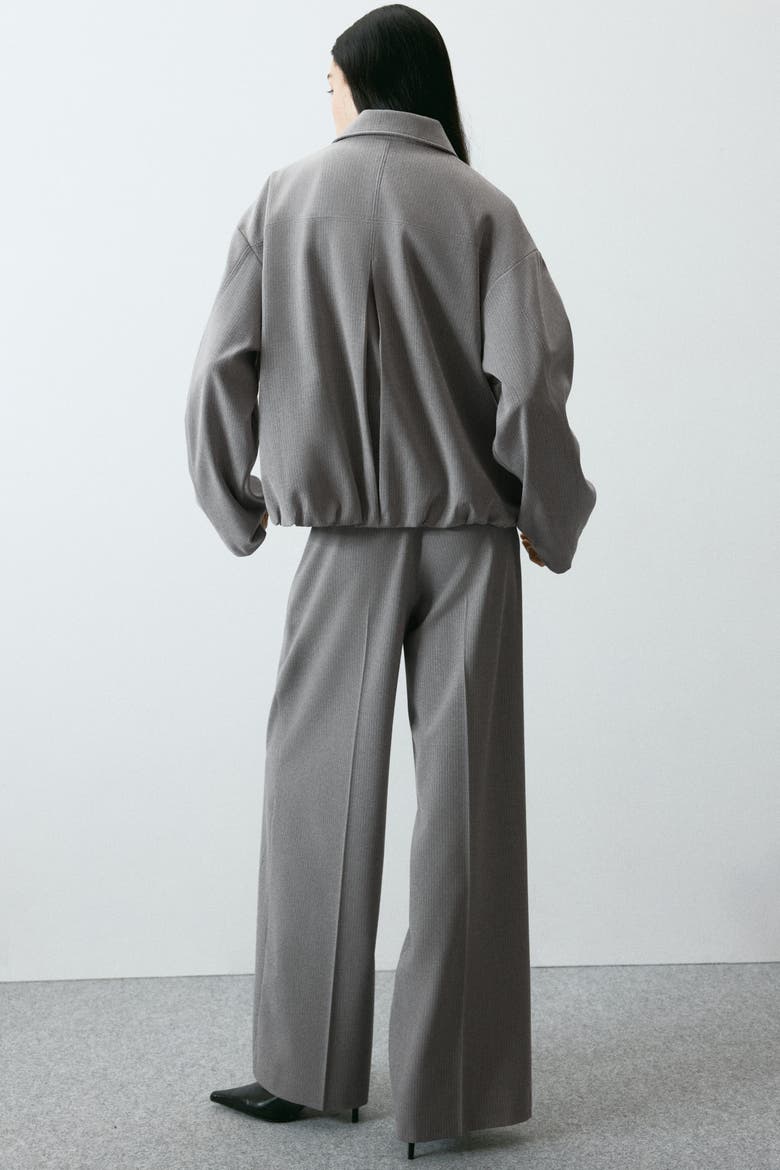 Collared Bomber Jacket, Alternate, color, Light gray/pinstriped