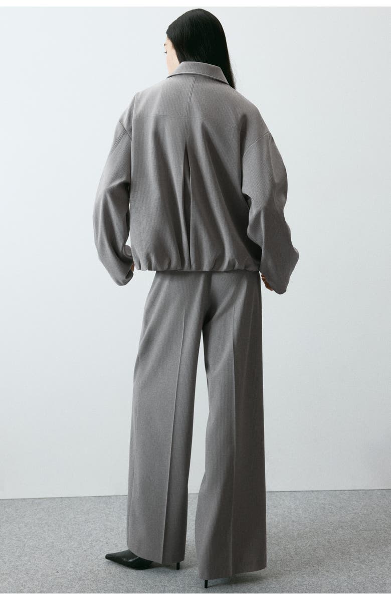 H&M Collared Bomber Jacket, Alternate, color, Light Gray/Pinstriped