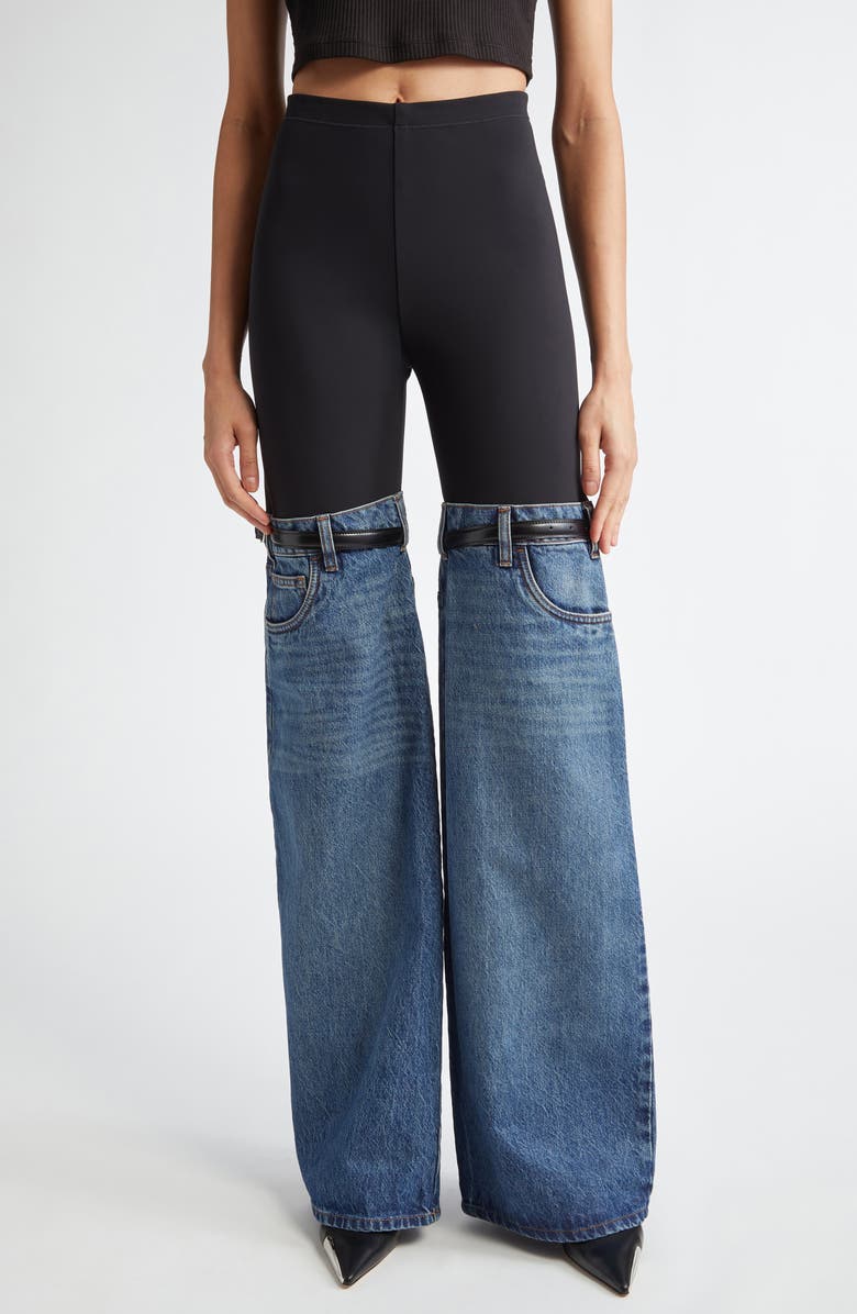 Coperni Hybrid Denim & Knit Pants, Main, color, 