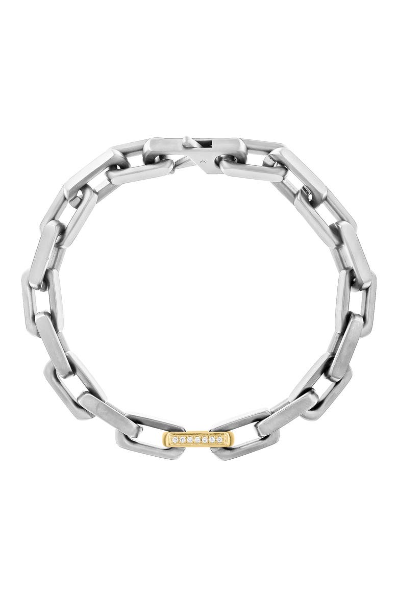 Mixed Metal Diamond Accent Link Chain Bracelet, Main, color, SILVER