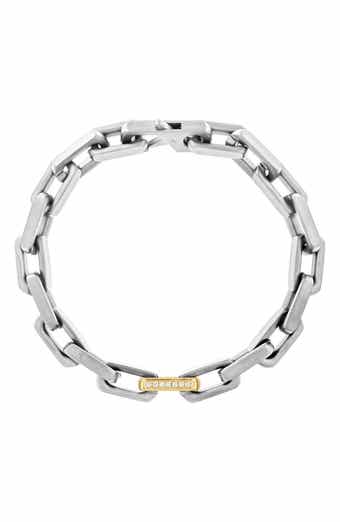 Mixed Metal Diamond Accent Link Chain Bracelet