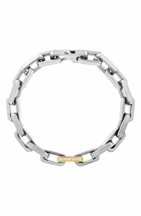 Mixed Metal Diamond Accent Link Chain Bracelet