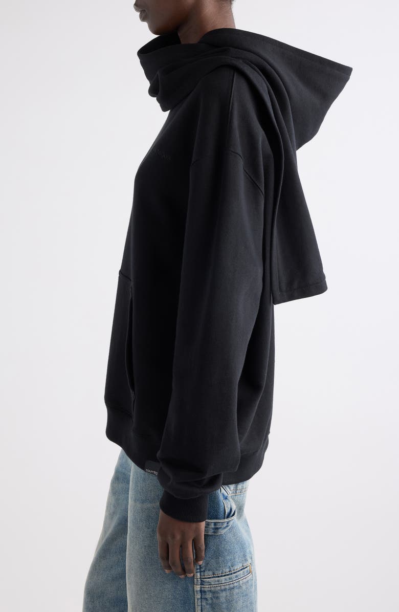 Courrèges Scarf Detail Hoodie, Alternate, color, Black