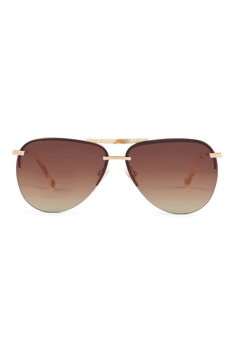 Tahoe 65mm Polarized Gradient Oversize Aviator Sunglasses, Main, color, BRUSHED GOLD