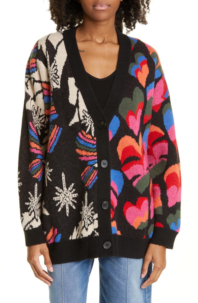 FARM Rio Mix Jacquard Pattern Cardigan, Main, color, 