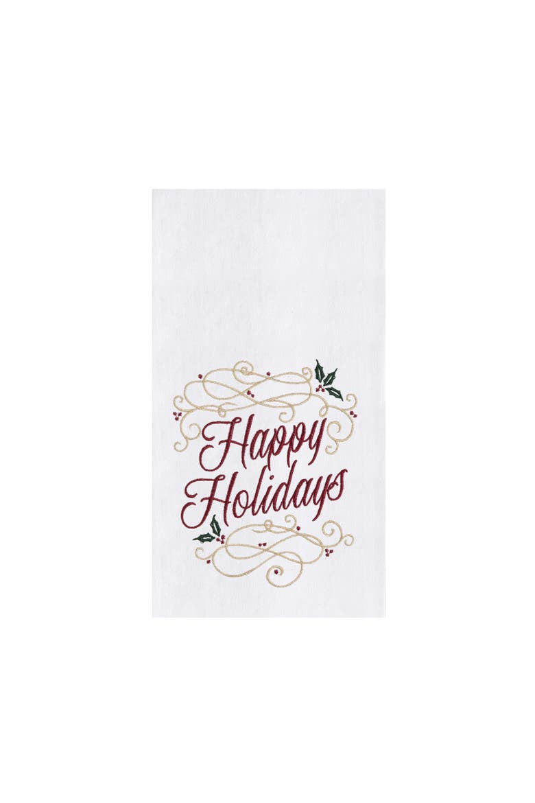 Happy Holidays Swirl Dishtowel, Main, color, Gold
