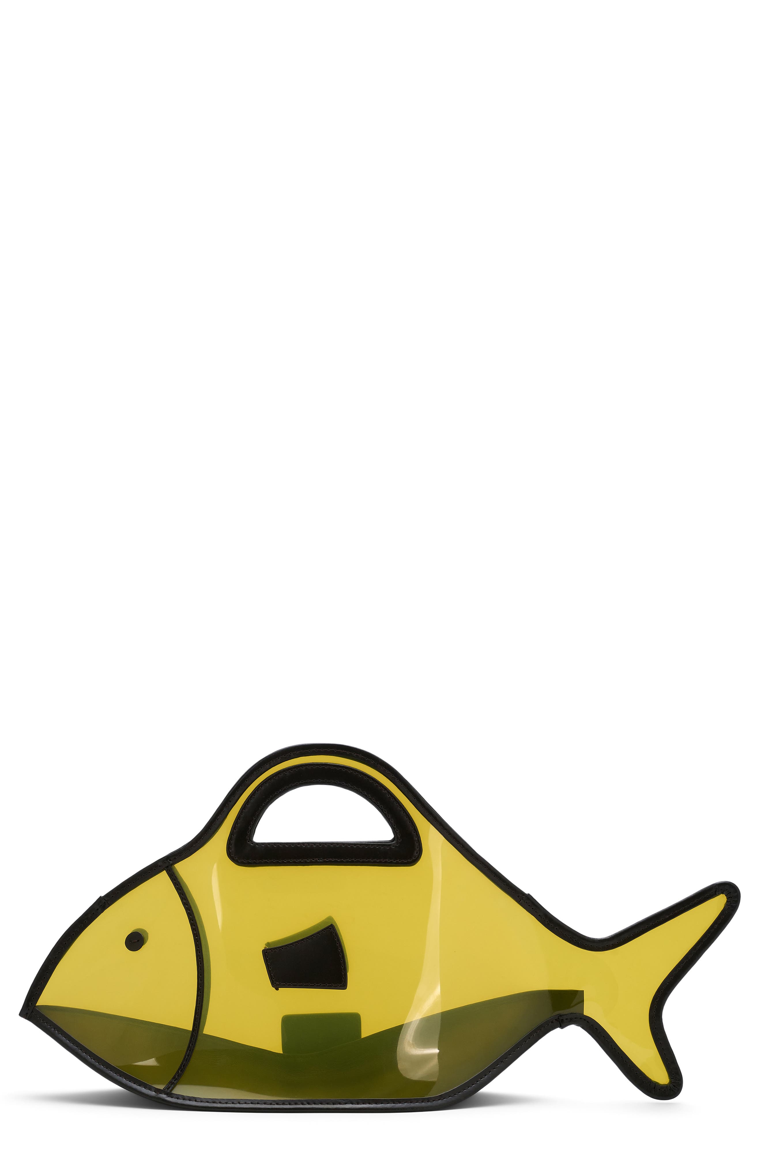 STAUD Cleo Clear Fish Tote, Main, color, Citron