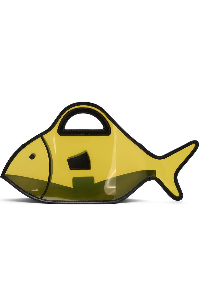 STAUD Cleo Clear Fish Tote, Main, color, Citron