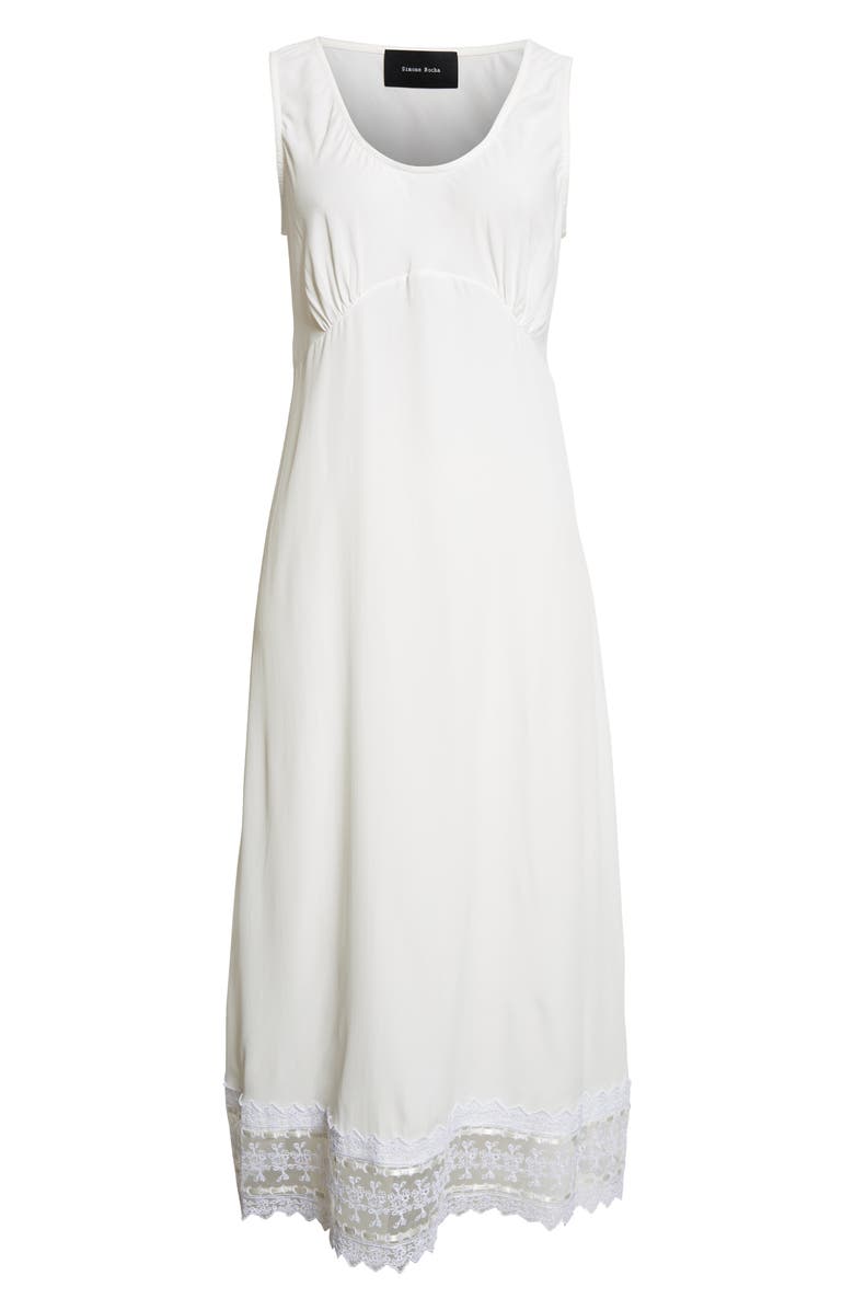 Simone Rocha Scoop Neck Lace Trim Midi Dress, Alternate, color, Ivory