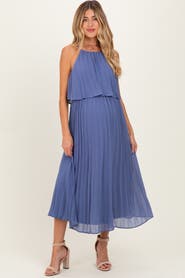 PinkBlush Pleated Woven Midi Dress