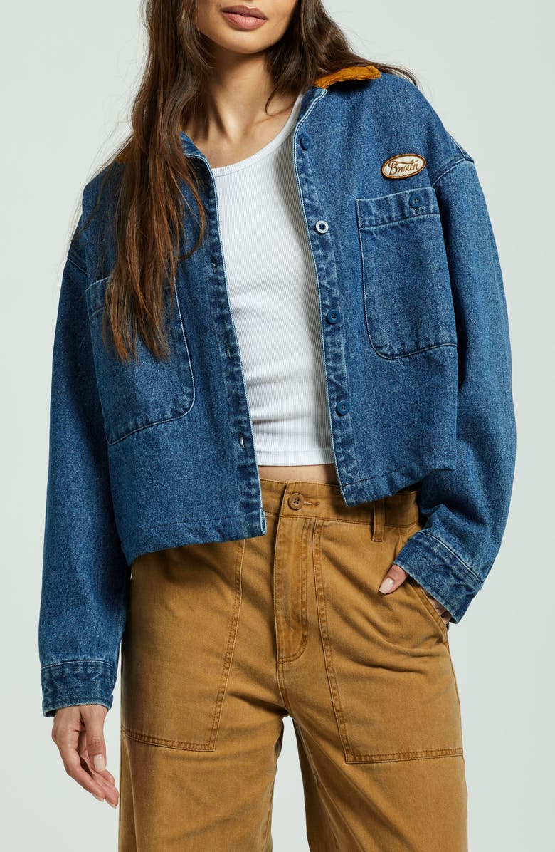 Brixton Utopia Denim Overshirt, Main, color, Washed Denim