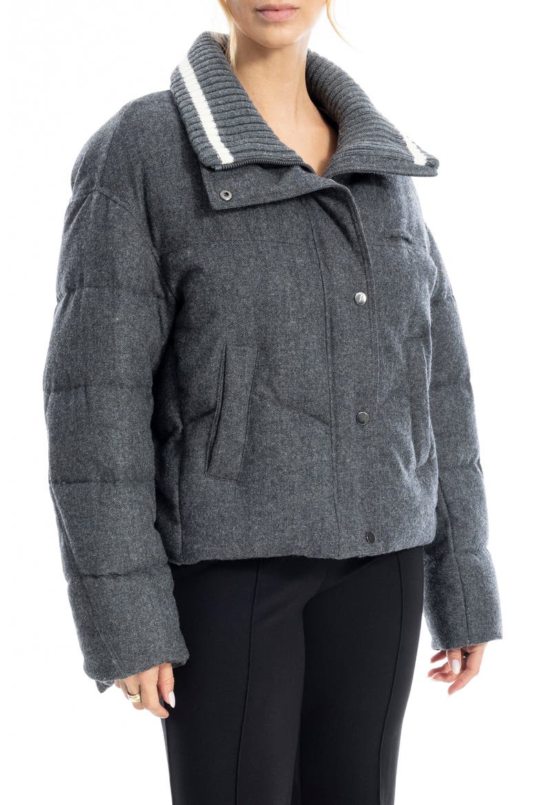 Rib Trim Crop Puffer Jacket, Main, color, CHARCOAL