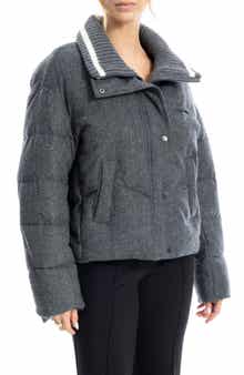 MAX STUDIO Rib Trim Crop Puffer Jacket