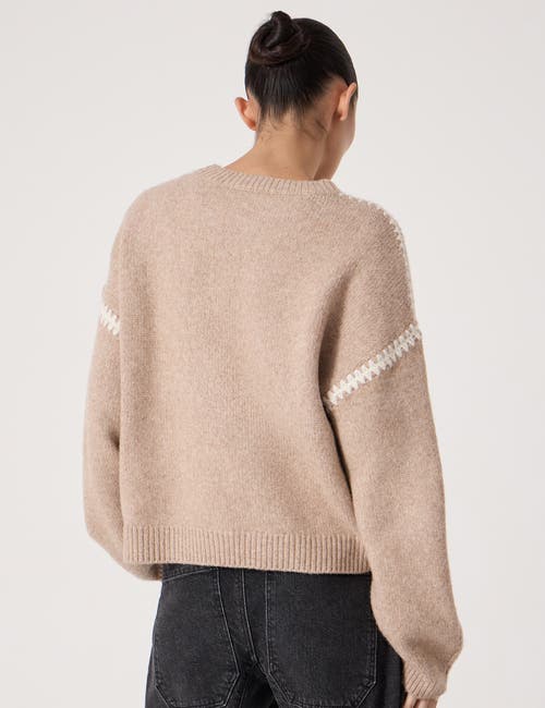 Hush Whitney Whipstitch Knitted Sweater In Neutral