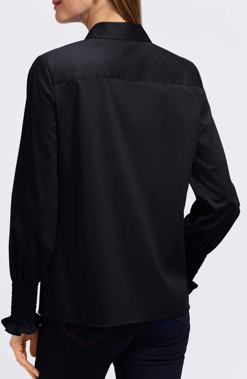 Foxcroft Avril Matte Sateen Button-up Shirt In Black