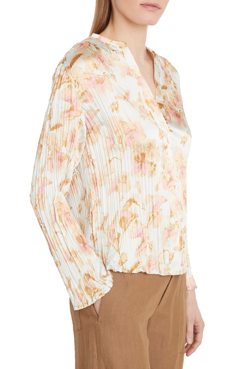 Vince Floral Crushed Satin Blouse, Alternate, color, Soleil