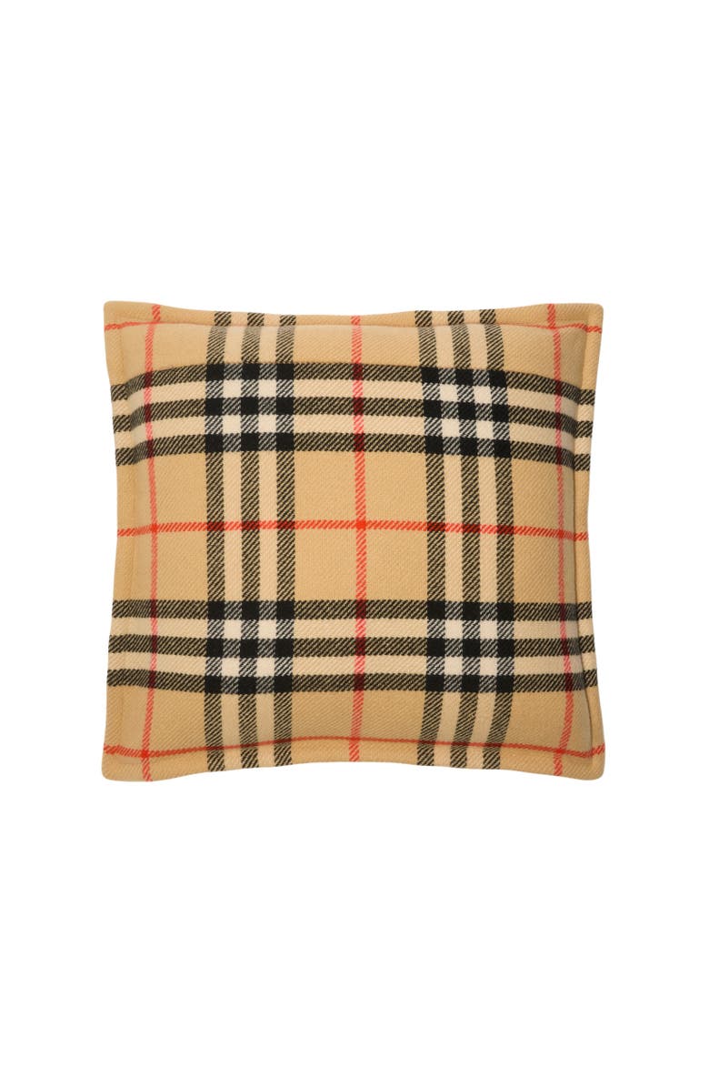 Burberry Check Wool Cashmere Cushion, Alternate, color, Sand