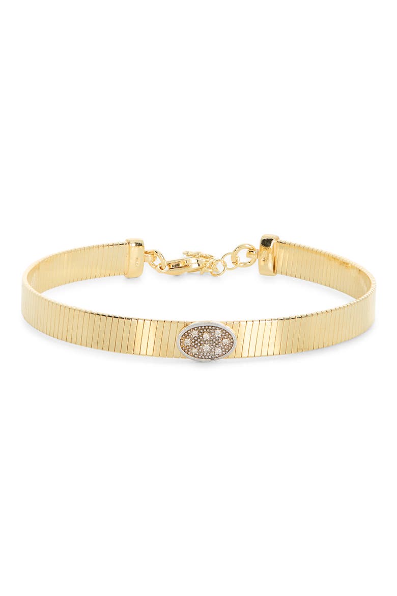 Oval Diamond Ribbed Chain Bracelet, Main, color, YELLOW GOLD
