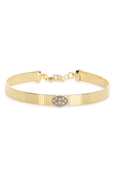 Oval Diamond Ribbed Chain Bracelet