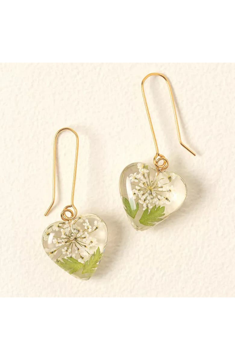 Uncommon Goods Birth Month Flower Heart Earrings by Belart, Alternate, color, Hawthorn