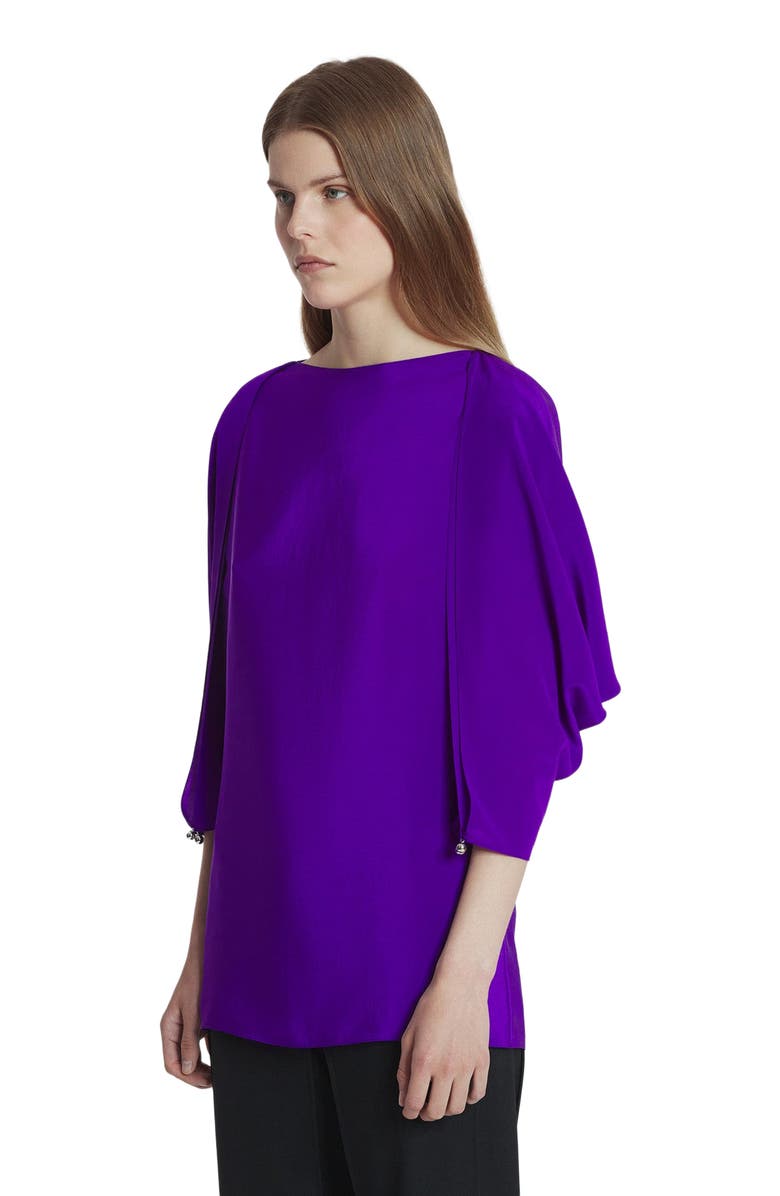 Lanvin Silk Top With Openwork Sleeves, Alternate, color, 