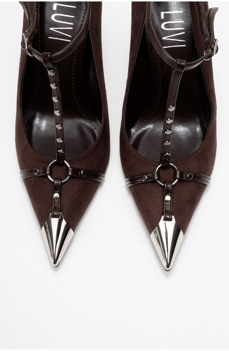 Prologue Shoes Juliana Pointed Toe Pump, Alternate, color, Brown Suede