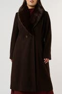 Estelle Alastair Double Breasted Coat with Removable Faux Fur Collar