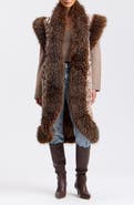 Avec Les Filles Faux Fur Trim Sequin Embellished Velvet Maxi Vest