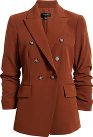 Tahari ASL Double Breasted Ruched Blazer