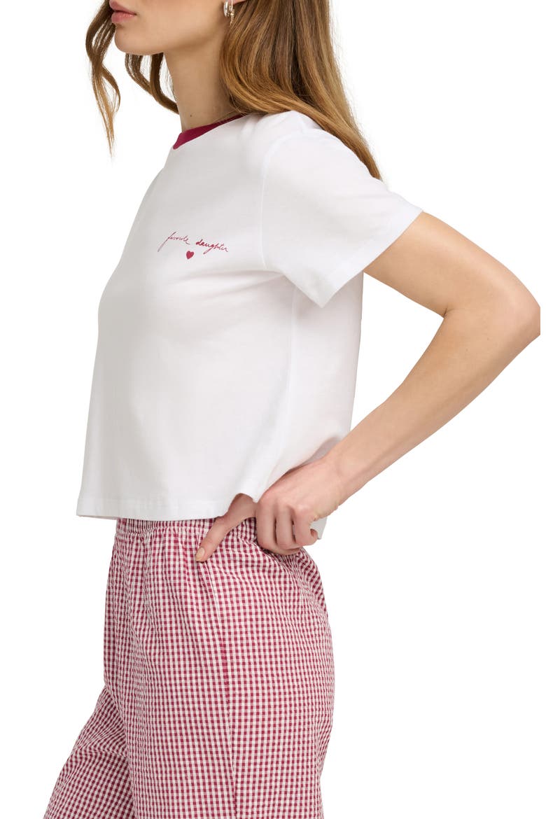 The Signature Crop Graphic T-Shirt, Alternate, color, OFF WHITE/ RASPBERRY