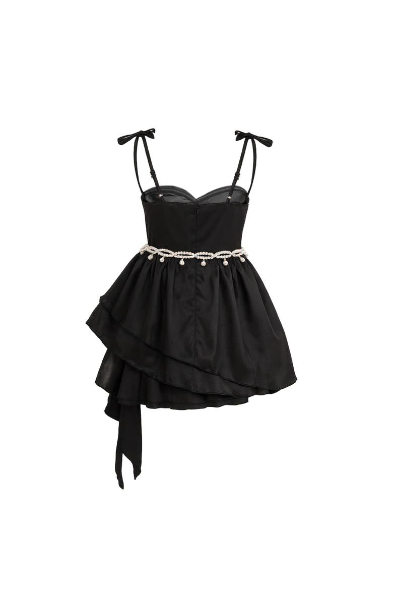 Sweetheart Bow Belt Dress, Alternate, color, Black
