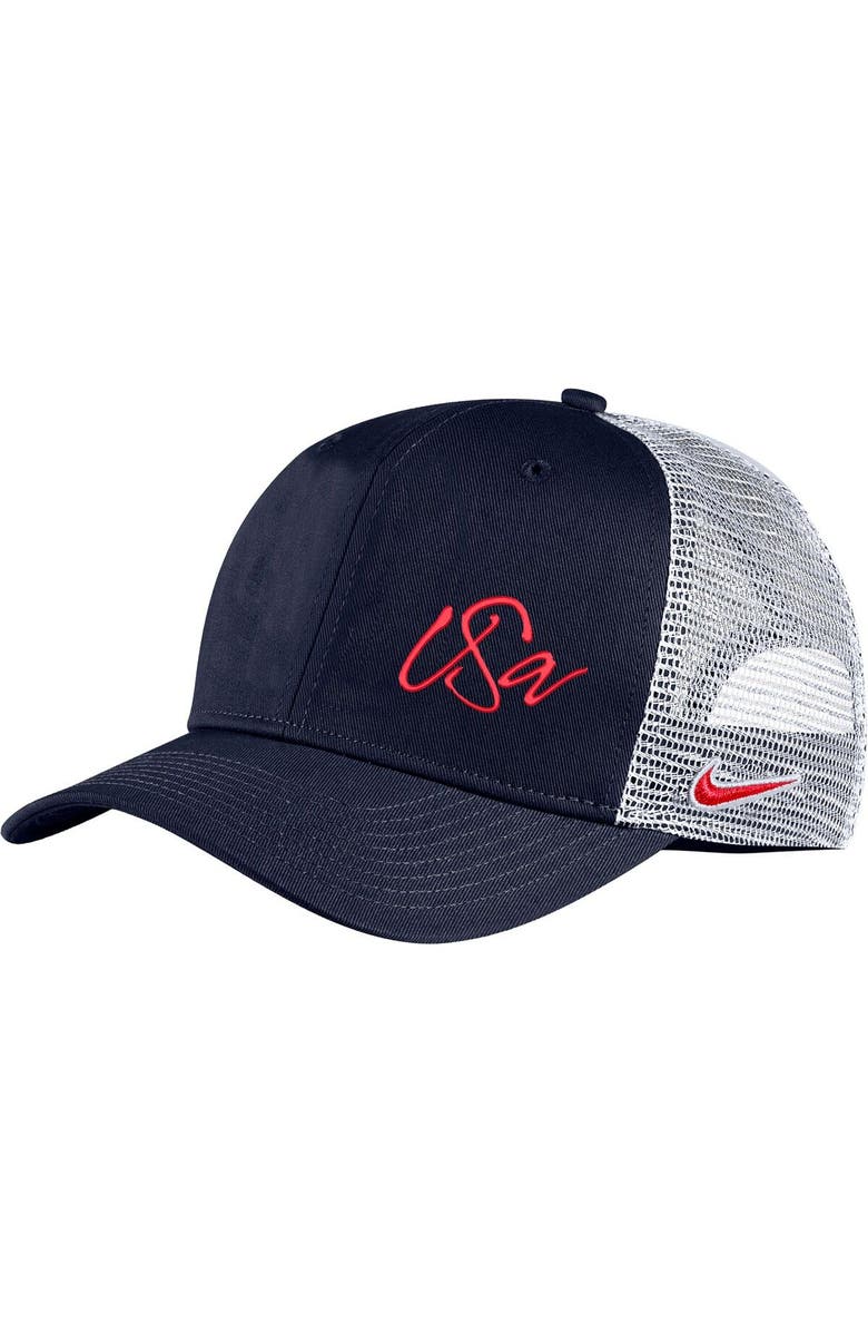 Nike Men's Nike Navy USWNT Classic99 Trucker Snapback Hat, Main, color, 