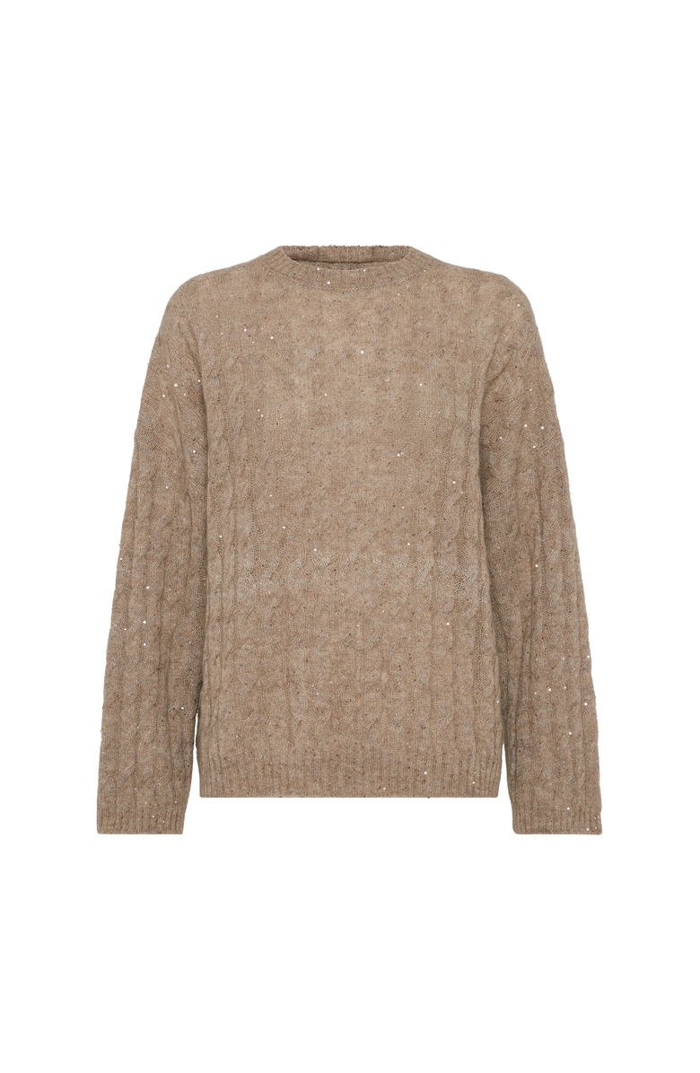 Brunello Cucinelli Dazzling cable sweatshirt, Main, color, Hazelnut