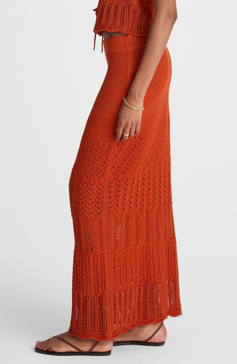 Madewell Pointelle Stitch Maxi Skirt, Alternate, color, Rustic Flame