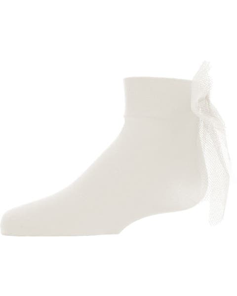 Microfiber Tulle Bow Anklet Socks (Little Kid & Big Kid)