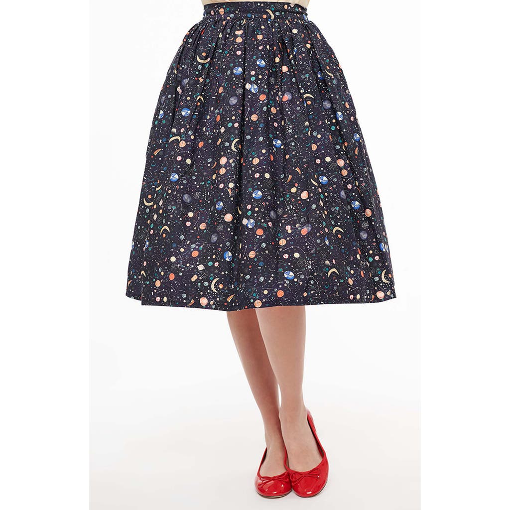 UNIQUE VINTAGE UNIQUE VINTAGE PRINTED WOVEN GELLAR SWING SKIRT