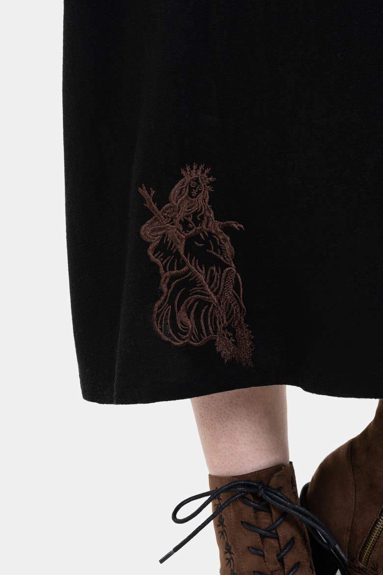 Hexborn Linen-blend Baba Yaga Midi Dress, Alternate, color, Black