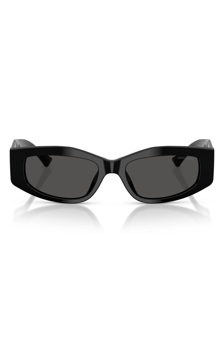 Jimmy Choo 53mm Irregular Sunglasses, Main, color, Black / Dark Grey