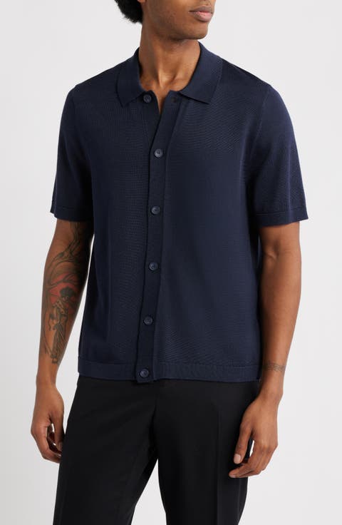 Short Sleeve Button-Up Silk Cardigan