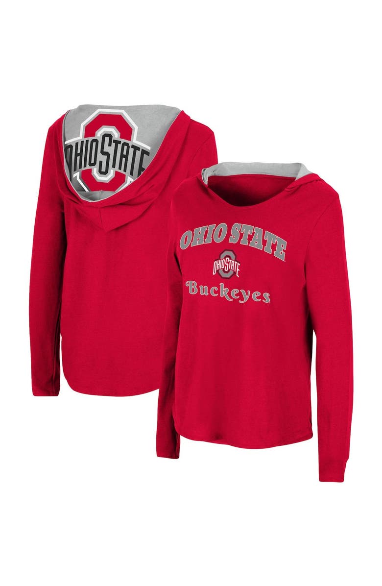 COLOSSEUM Women's Colosseum Scarlet Ohio State Buckeyes Catalina Hoodie Long Sleeve T-Shirt, Main, color, Scarlet
